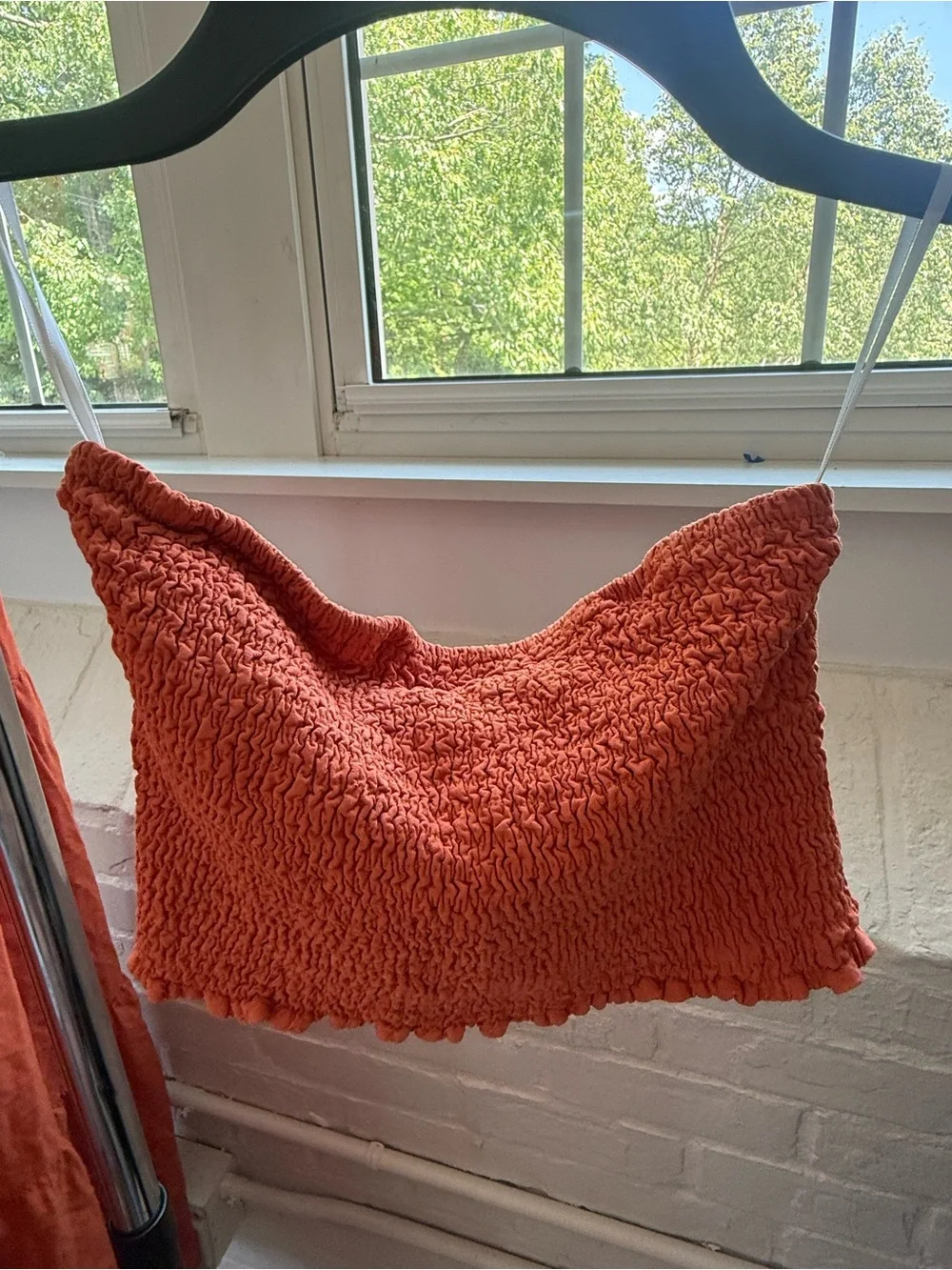 Rust Orange Smocked Crop Top and Matching Maxi Skirt Set